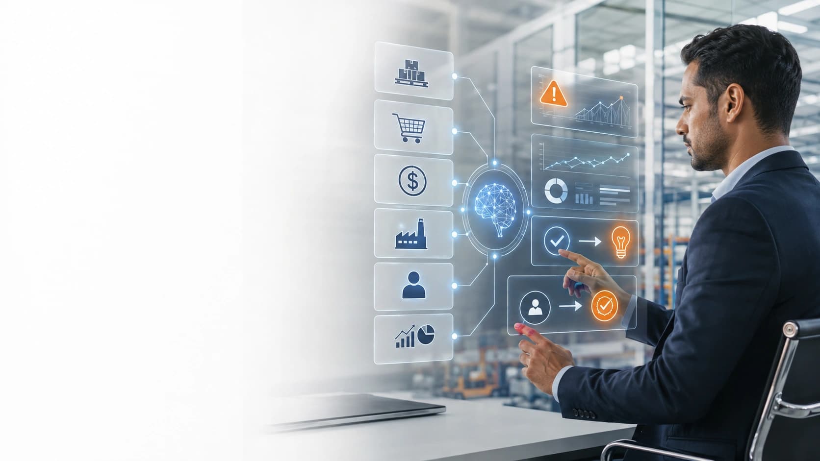 AI connected to ERP CRM reporting databases documents and operational systems