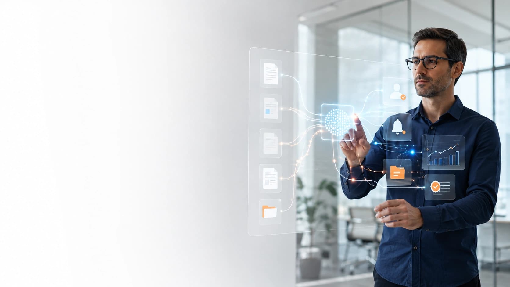 AI workflow automation with business systems and human review